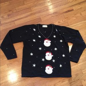 Black Christmas Sweater with Santa.